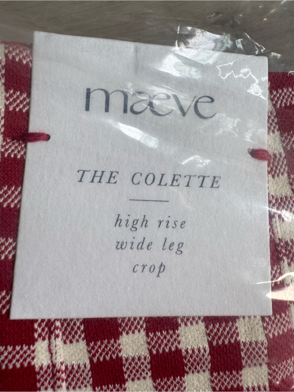NWT Anthropologie Maeve the Colette Women's Red Gingham Ruffle Hem Pants Size 33 - Picture 6 of 9